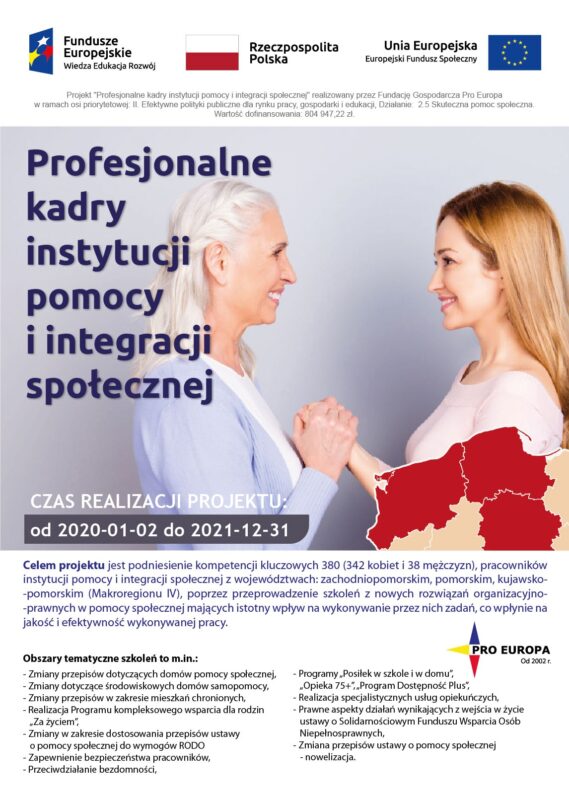  BEZPŁATNE SZKOLENIA DLA PRACOWNIKÓW SOCJALNYCH I ASPIRANTÓW PRACY SOCJALNEJ 